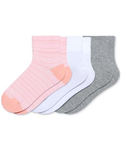 Hue 3-pk. Seamed Knit Shorty Socks - Pink