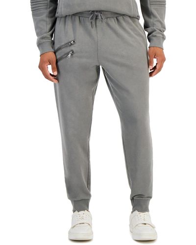 INC International Concepts Regular-fit Acid-washed Moto sweatpants - Gray