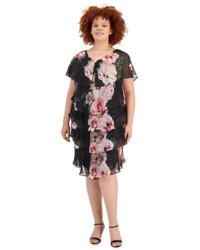 SL Fashions Women's Printed Maxi Dress Red Size 16