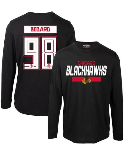 Levelwear Connor Bedard Chicago Hawks Oscar Name And Number Long Sleeve T-shirt - Black