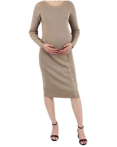 Indigo Poppy Maternity Knitted Sweater Dress - Natural