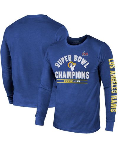 Majestic Threads Royal Los Angeles Rams 2-time Super Bowl Champions Always Champs Tri-blend Long Sleeve T-shirt - Blue