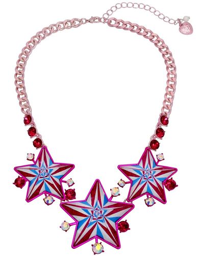 Betsey Johnson Faux Stone Festive Star Bib Necklace - Multicolor