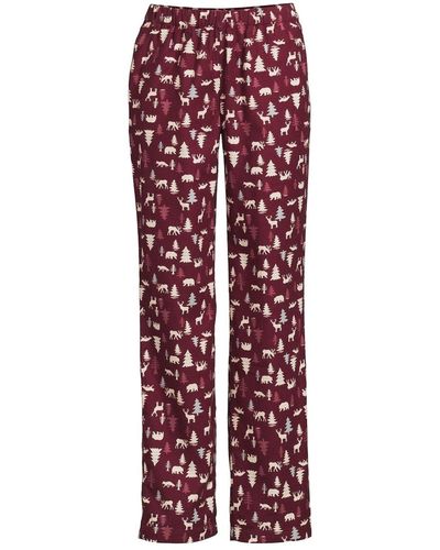 Lands' End Tall Print Flannel Pajama Pants - Red