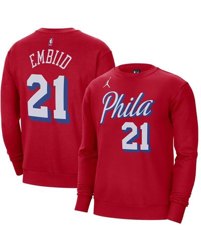 Nike Joel Embiid Philadelphia 76ers Statement Name And Number Pullover Sweatshirt - Red