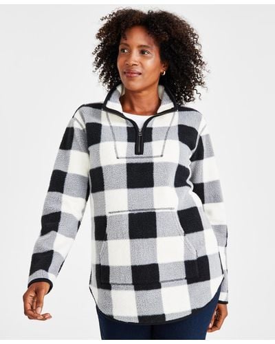Style & Co. Fleece Quarter-zip Sweatshirt - White