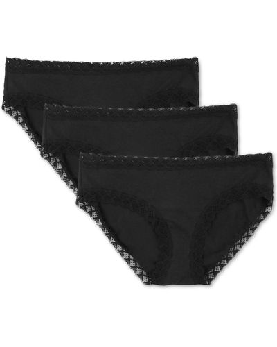 Natori Bliss Lace-trim Cotton Brief Underwear 3-pack 156058mp - Black