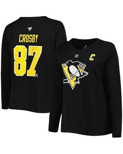 Profile Sidney Crosby Pittsburgh Penguins Plus Size Name And Number Long Sleeve T-shirt - Black