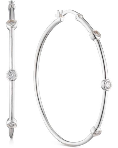 Ralph Lauren Lauren Crystal Small Hoop Earrings - White