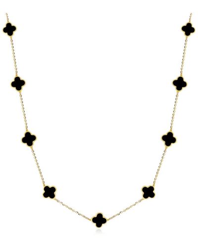 The Lovery Mini Onyx Clover Necklace - Natural