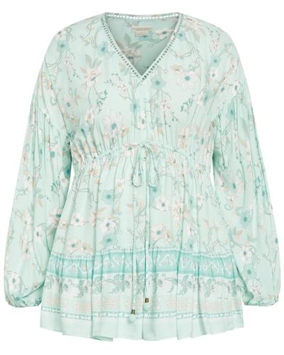 City Chic Plus Size Spirited Floral Tunic - Blue