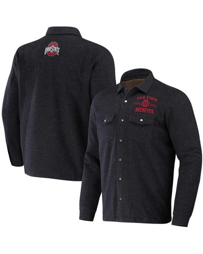 Fanatics Darius Rucker Collection By Ohio State Buckeyes Sherpa-lined Full-snap Shacket - Blue