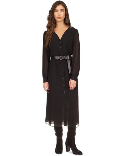 Michael Kors Kate Belted Button-down Midi Dress, Regular & Petite - Black