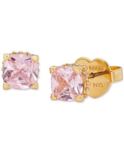 Kate Spade Little Luxuries Pave & Crystal Square Stud Earrings - Pink