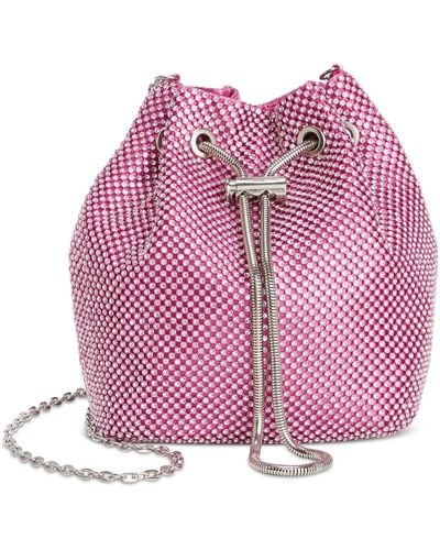 INC International Concepts Mini Drawstring Diamond Mesh Bucket Bag - Pink
