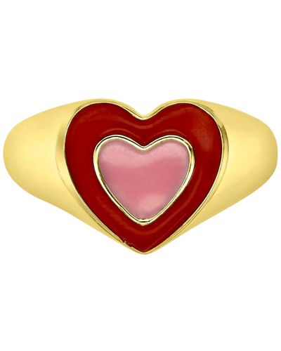 Macy's Red & Pink Enamel Heart Ring - Orange
