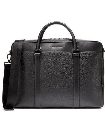 Cole Haan Triboro Medium Leather Briefcase Bag - Black