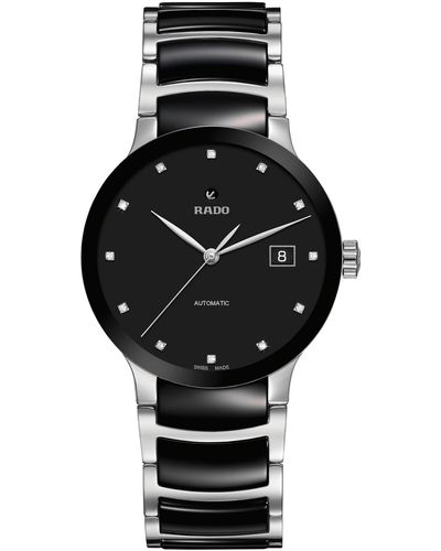 Rado Swiss Automatic Centrix Diamond-accent Black Ceramic & Stainless Steel Bracelet Watch 38mm