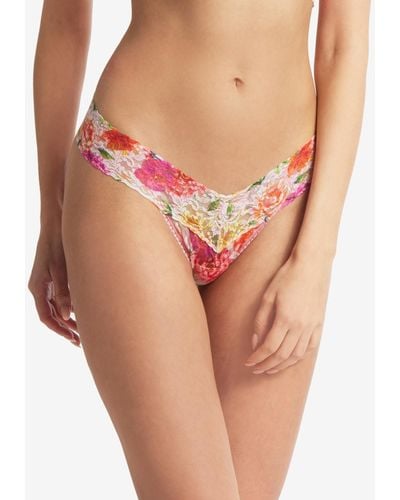 Hanky Panky Printed Signature Lace Low Rise Thong - Red