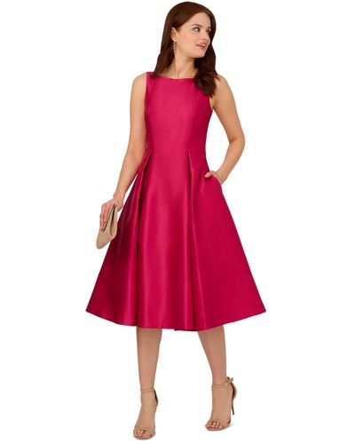 Adrianna Papell Boat-neck A-line Dress - Red