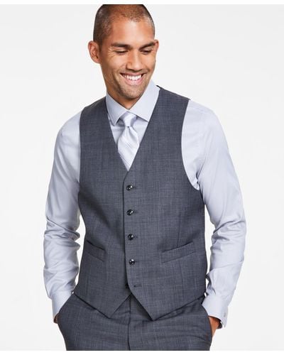 Michael Kors Classic-fit Stretch Wool Suit Vest - Blue