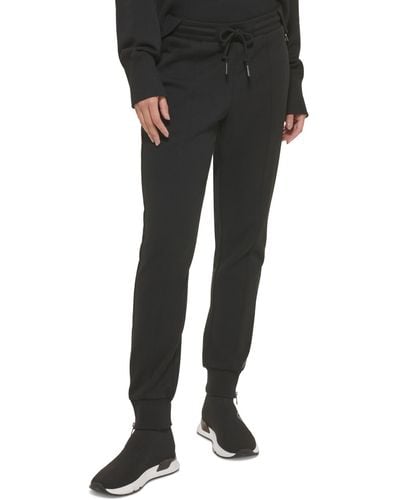 DKNY Cotton Zipper-hem Ribbed-cuff sweatpants - Black