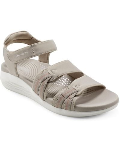 Easy Spirit Weber Round Toe Strappy Casual Sandals - Gray