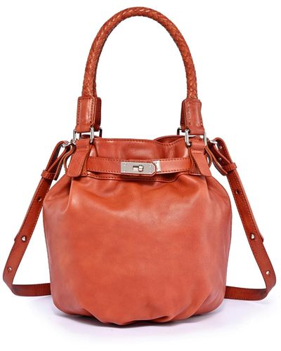 Old Trend Genuine Leather Pumpkin Bucket Bag - Red