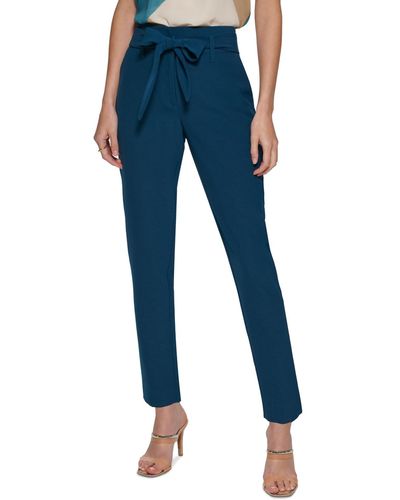 DKNY Petite Tie Front Pants - Blue