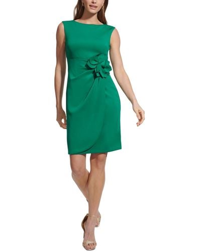 Jessica Howard Side-tuck Rose-detail Dress - Green