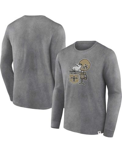Fanatics Distressed New Orleans Saints Washed Primary Long Sleeve T-shirt - Gray