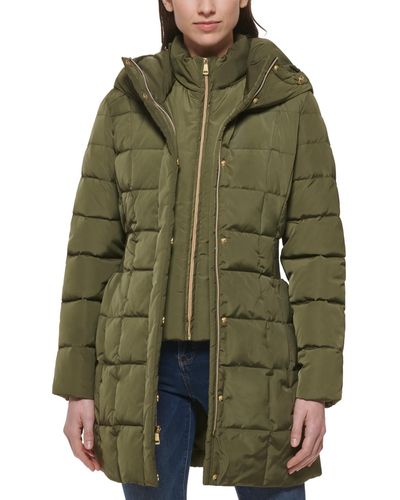 Cole Haan Hooded Down Puffer Coat - Green