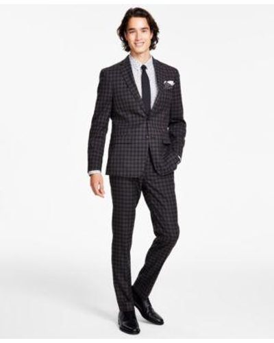 BarIII Slim Fit Check Suit Jacket Pants Created For Macys - Blue