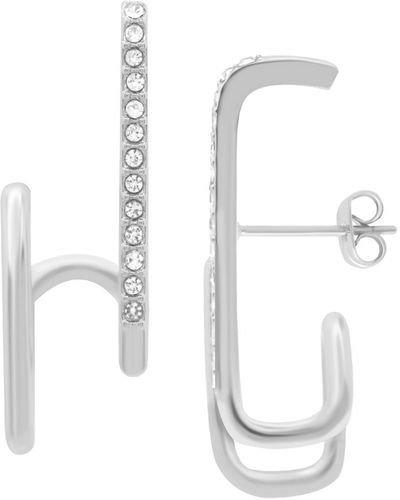Essentials And Now This High Polished Clear Crystal Post Earring - White