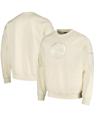 Pro Standard Chicago Cubs Neutral Drop Shoulder Pullover Sweatshirt - Natural