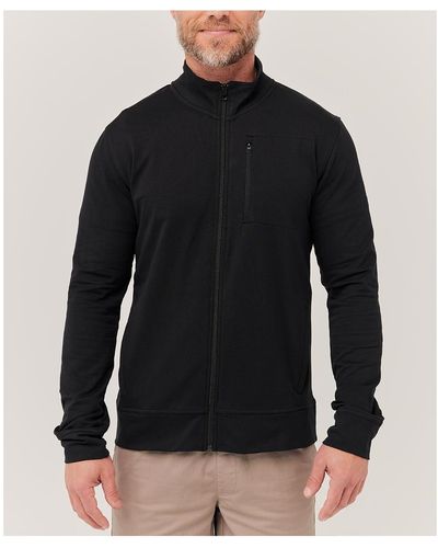 Pact Organic Cotton Stretch French Terry Track Jacket - Black