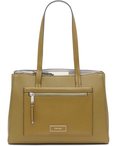 Calvin Klein Hadley Colorblocked Large Triple Compartment Tote - Green
