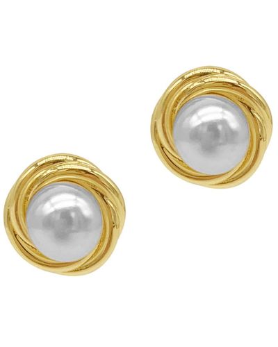 Adornia Imitation Pearl Framed Earrings - Metallic