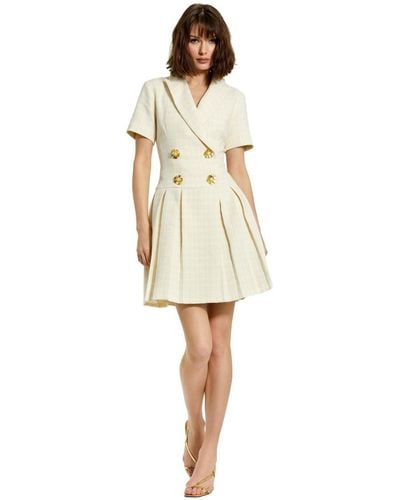 Mac Duggal Tweed Short Sleeve Blazer Mini Dress - White