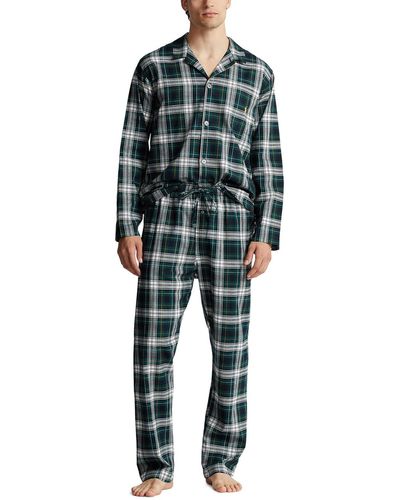 Polo Ralph Lauren Plaid Flannel Pajamas Set - Blue