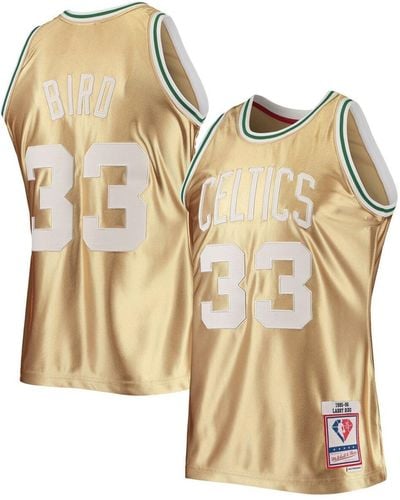 Mitchell & Ness Larry Bird Boston Celtics 75th Anniversary 1985-86 Hardwood Classics Swingman Jersey - Metallic