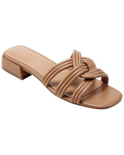 Marc Fisher Casara Slip-on Square Toe Dress Sandals - Brown
