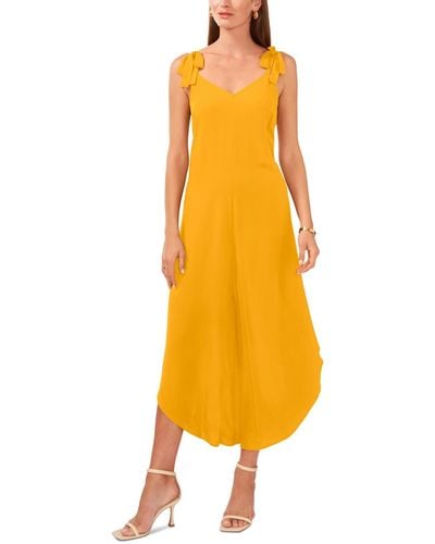 Vince Camuto Solid Tie Shoulder Angled Hem Jumpsuit - Yellow