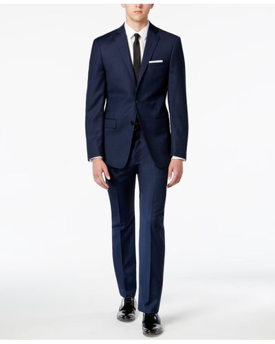 Calvin Klein X-fit Blue/charcoal Birdseye Slim Fit Suit