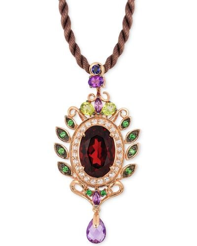 Le Vian Garnet (5-1/3 Ct. T.w) And Multistone Pendant In 14k Rose Gold - Pink