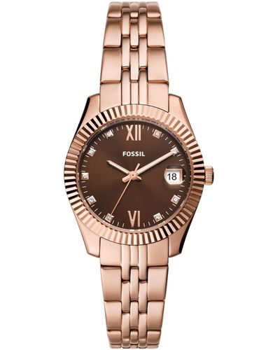 Fossil Scarlette Three-hand Date Rose Gold-tone Stainless Steel Watch 32mm - Multicolor