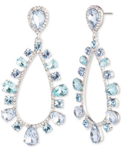 Givenchy Silver-tone Crystal Statement Orbital Drop Earrings - Blue