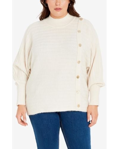Avenue Plus Size Beata High Neck Sweater - White