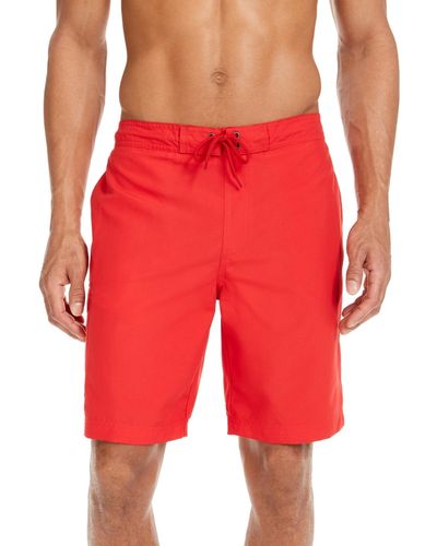 Club Room Solid Quick-dry 9" E-board Shorts - Red