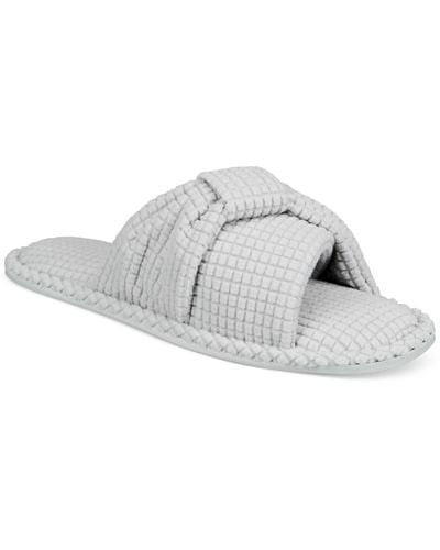 Charter Club Textured Knot-top Slippers - Gray